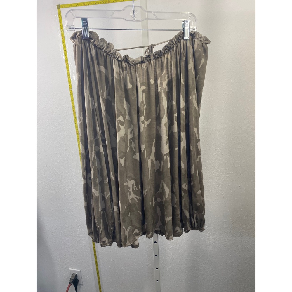 Sew In‎ Love Camo Off The Shoulder Long Sleeve Top Green 2X NWT